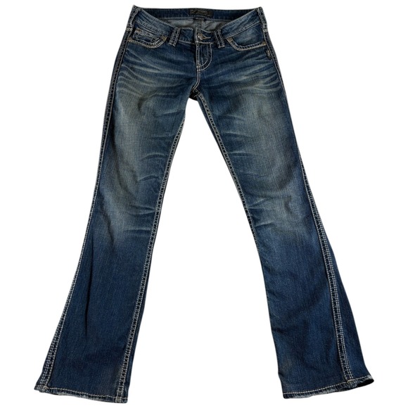 Silver Jeans Denim - Silver Co. Frances Bootcut Jeans Womens 26x33 Blue Denim Whiskers Medium Wash